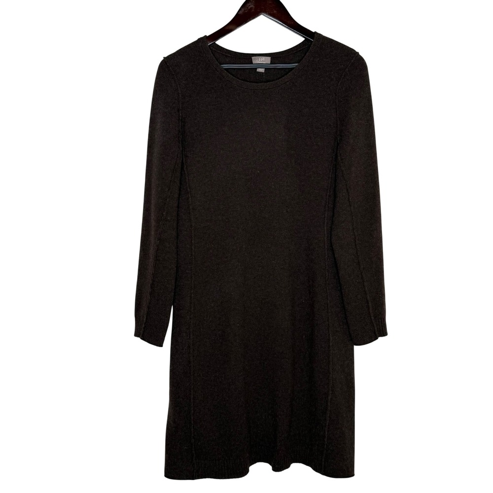 J. Jill Sweater Dress Womens Medium Petite Brown Wool Cashmere Italian Yarn Cozy